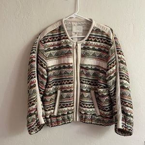 IRO Silk & Leather neon tribal print bomber jacket